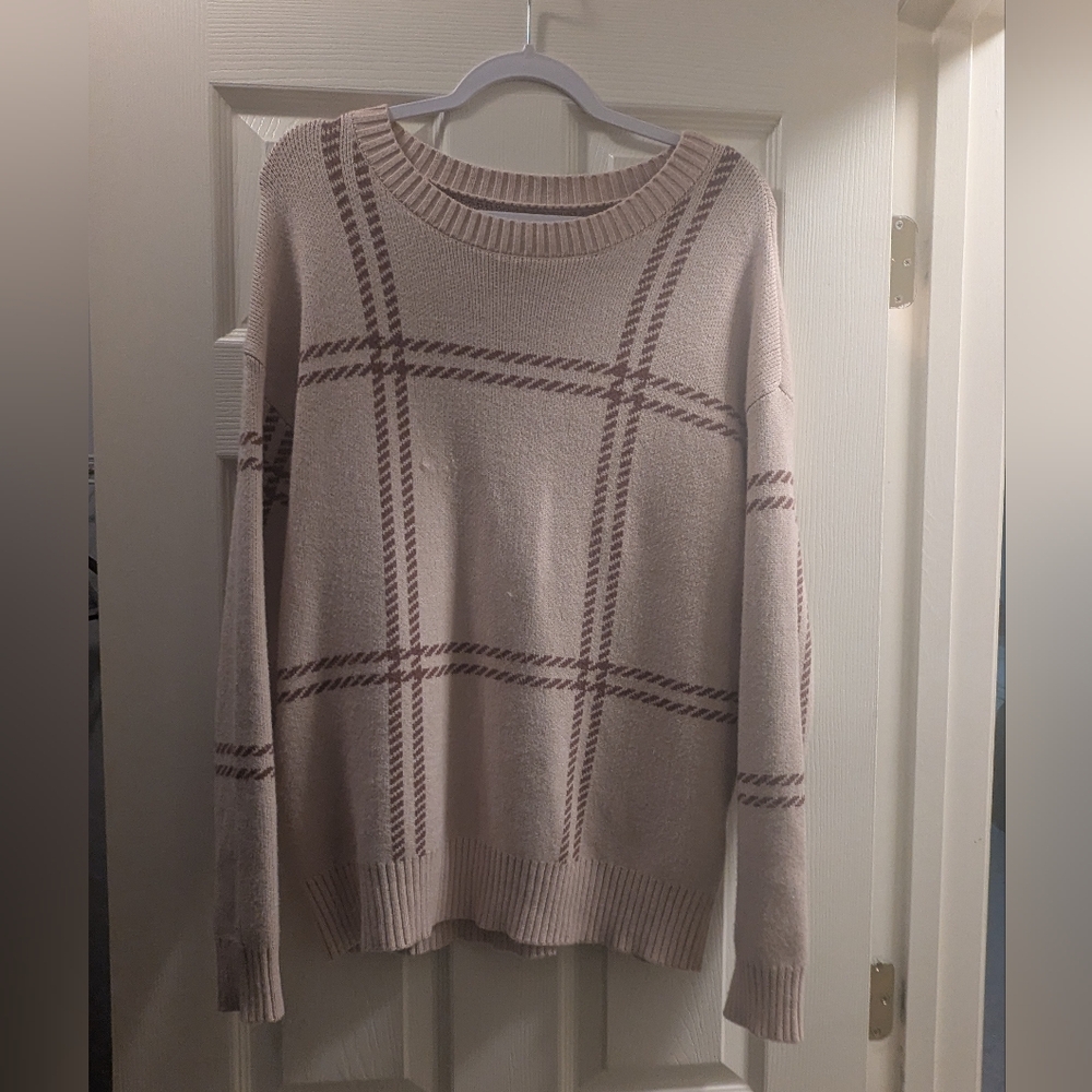 Women's Patterned Sweater - Cream and Brown